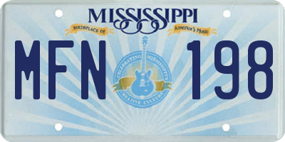 MS license plate MFN198
