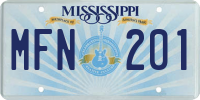 MS license plate MFN201