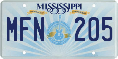 MS license plate MFN205