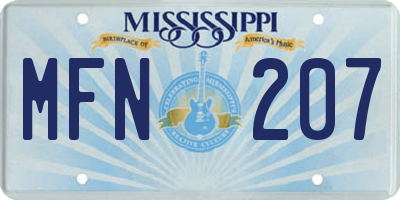 MS license plate MFN207