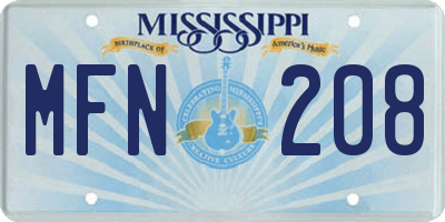 MS license plate MFN208