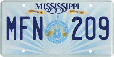 MS license plate MFN209
