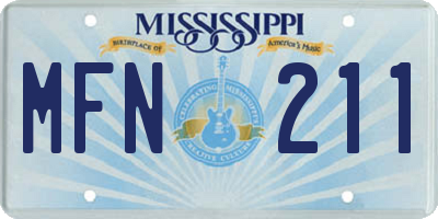 MS license plate MFN211