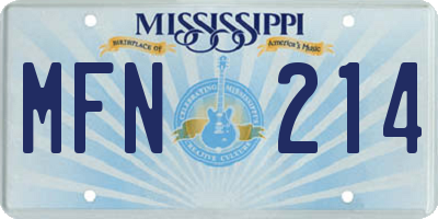 MS license plate MFN214