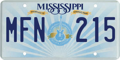 MS license plate MFN215