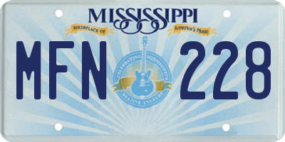 MS license plate MFN228