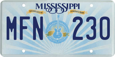 MS license plate MFN230