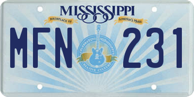 MS license plate MFN231