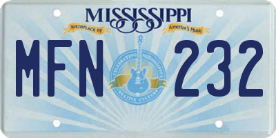 MS license plate MFN232