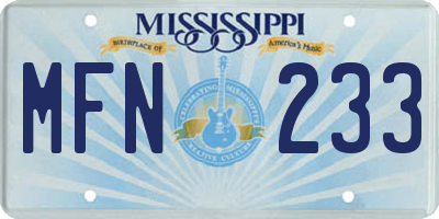 MS license plate MFN233