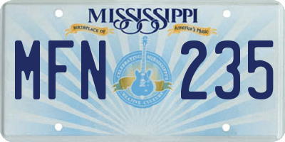 MS license plate MFN235