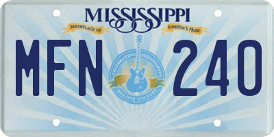 MS license plate MFN240