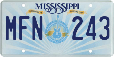 MS license plate MFN243