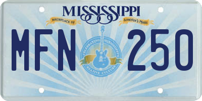 MS license plate MFN250