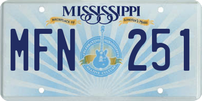 MS license plate MFN251
