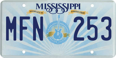 MS license plate MFN253