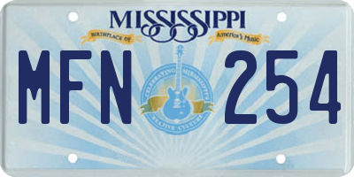 MS license plate MFN254