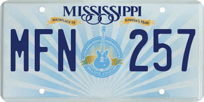 MS license plate MFN257