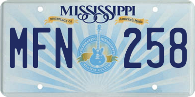 MS license plate MFN258