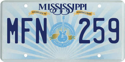 MS license plate MFN259