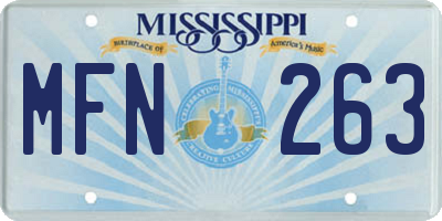 MS license plate MFN263