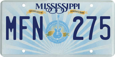 MS license plate MFN275