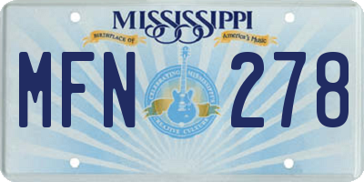 MS license plate MFN278