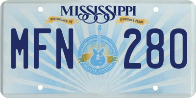 MS license plate MFN280