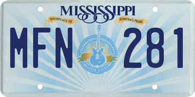 MS license plate MFN281