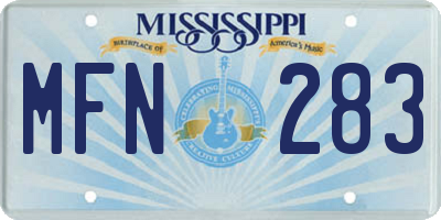 MS license plate MFN283