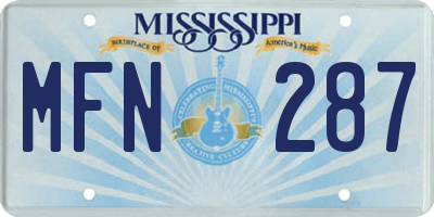 MS license plate MFN287