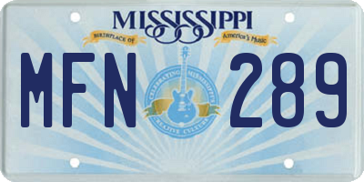 MS license plate MFN289