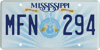 MS license plate MFN294