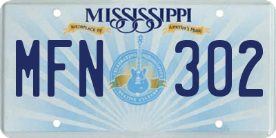 MS license plate MFN302