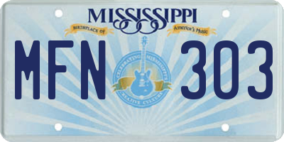 MS license plate MFN303