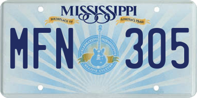 MS license plate MFN305