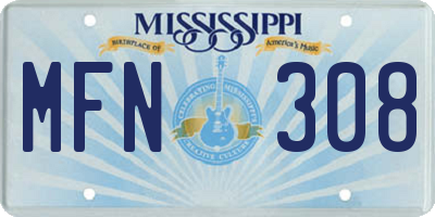 MS license plate MFN308