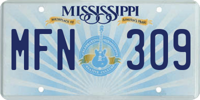 MS license plate MFN309