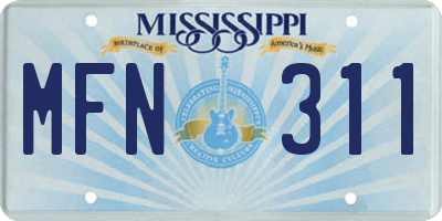 MS license plate MFN311