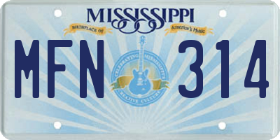 MS license plate MFN314