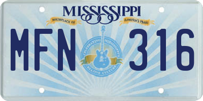 MS license plate MFN316