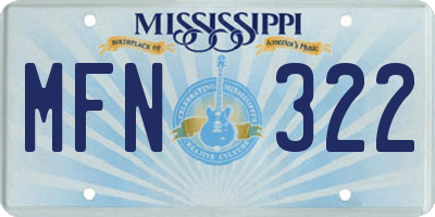 MS license plate MFN322