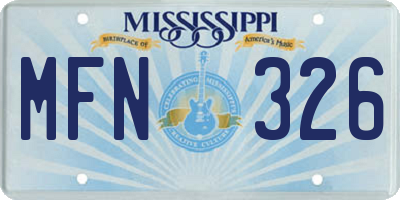 MS license plate MFN326