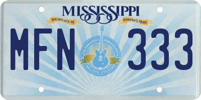 MS license plate MFN333