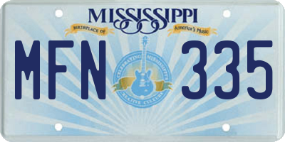 MS license plate MFN335