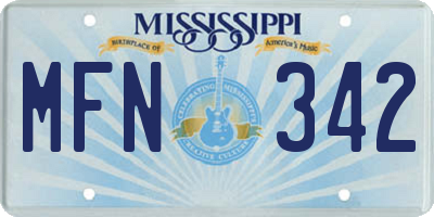 MS license plate MFN342