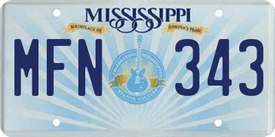 MS license plate MFN343