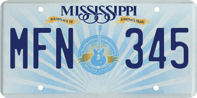 MS license plate MFN345