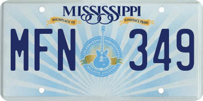 MS license plate MFN349