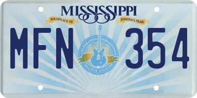 MS license plate MFN354